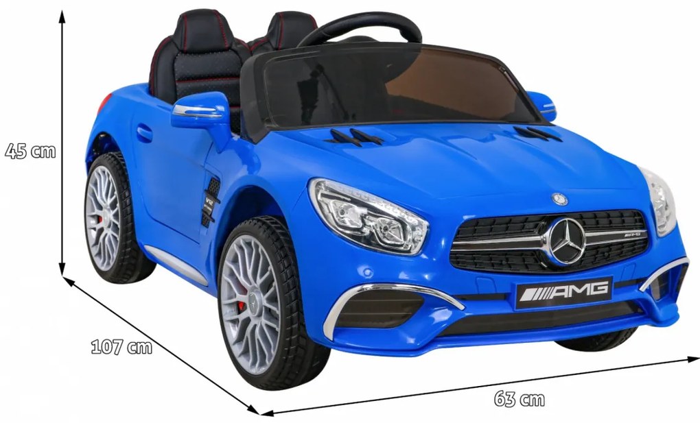 Carro elétrico para Crianças 12V Mercedes Benz AMG SL65 S Rodas de EVA, Assento de couro Azul