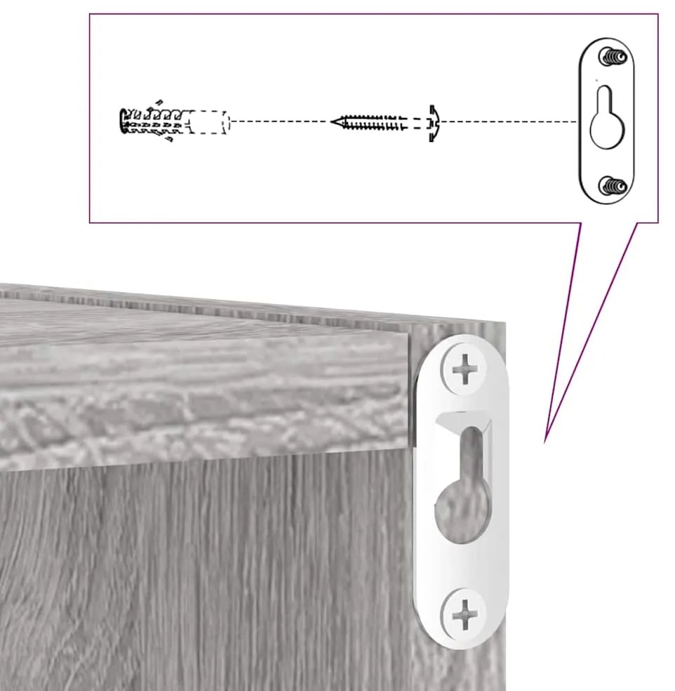 Conjunto de 2 prateleiras de cubo para parede , cinza sonoma, 26x15x26