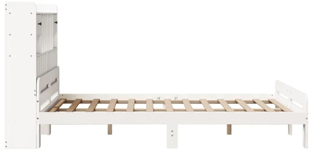 Cama com estante sem colchão 140x190 cm pinho maciço branco