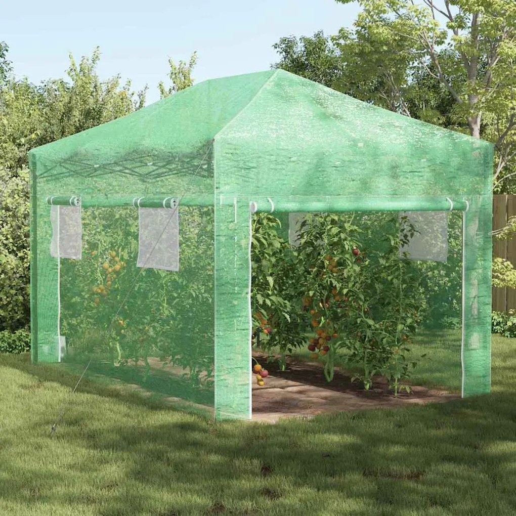vidaXL Estufa com Estrutura Pop-up Verde 290 x 430 x 315 cm Ferro