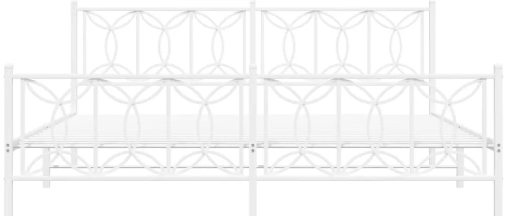Estrutura de cama com cabeceira e pés 193x203 cm metal branco
