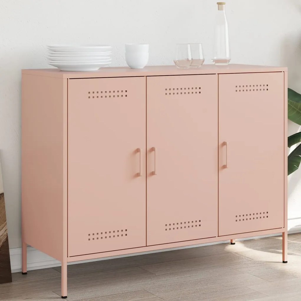 vidaXL Aparador 100,5x39x79 cm aço rosa