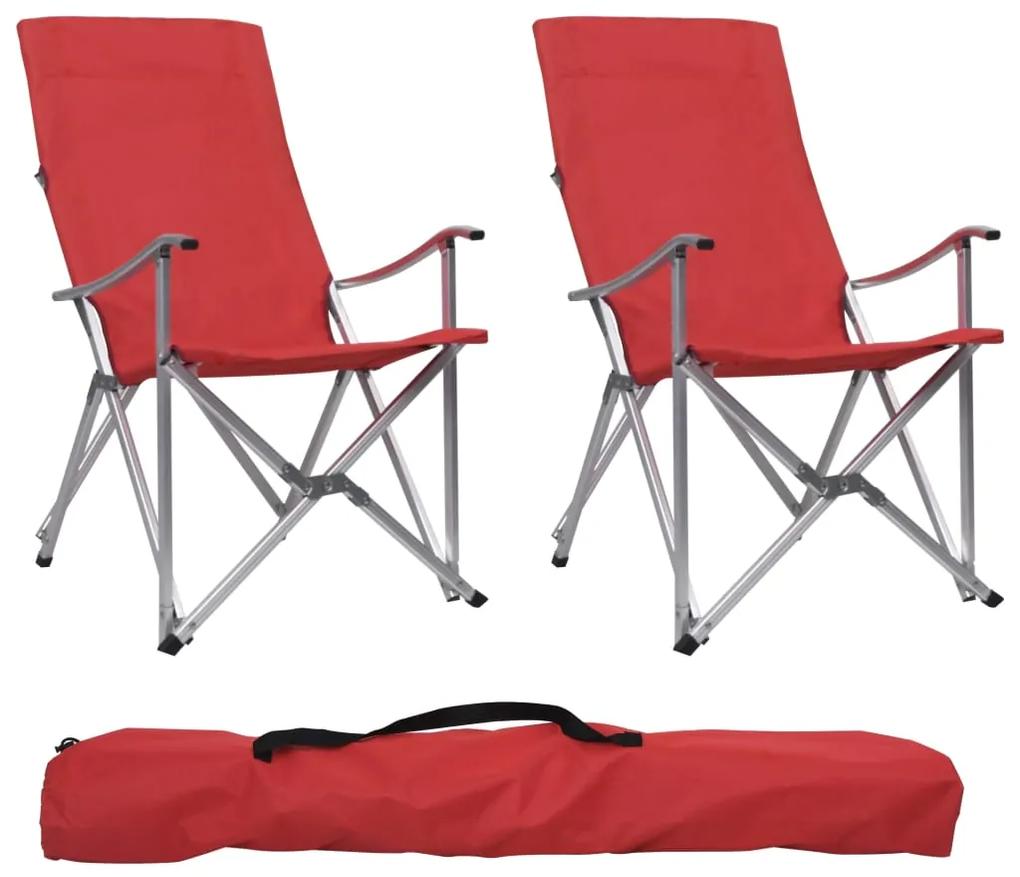 47909 vidaXL Cadeiras de campismo dobráveis 2 pcs vermelho