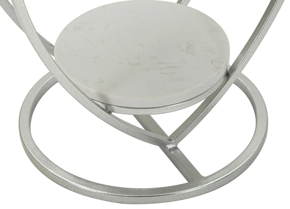 MESA DE APOIO CORAÇÃO Ø 40X45,5 CM PRATA E BRANCO