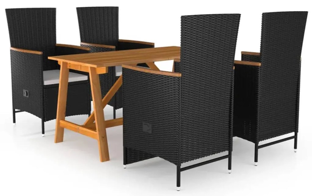 5 pcs conjunto de jantar para jardim preto