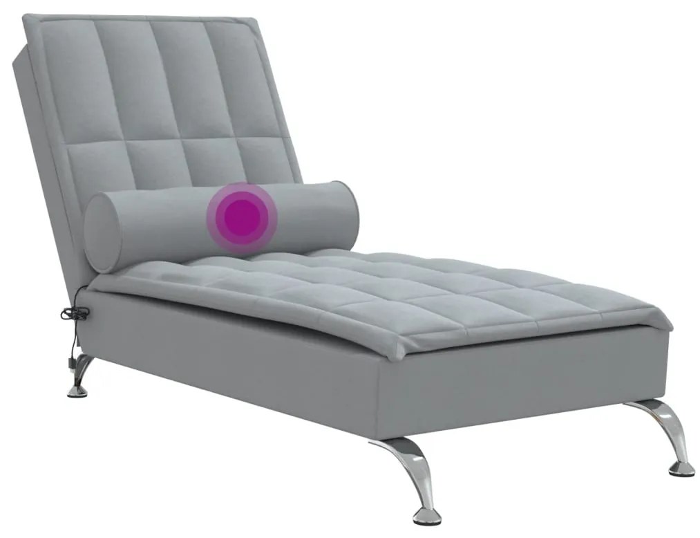 Chaise lounge de massagem com rolo tecido cinzento-claro