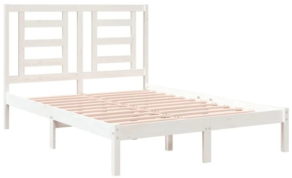 Estrutura cama pequena casal 120x190 cm pinho maciço branco