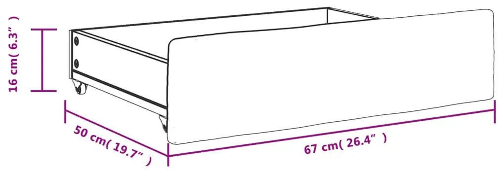 Gavetas de cama 2 pcs derivados de madeira e tecido cor creme