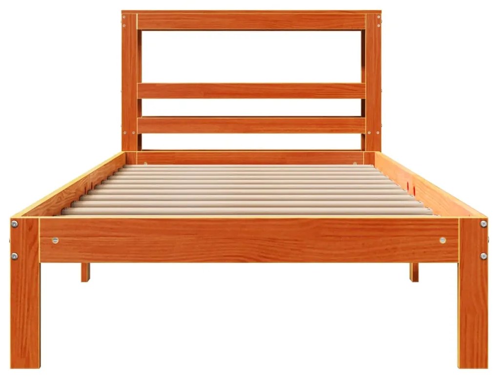 Cama sem colchão 90x190 cm madeira de pinho maciça castanho-mel