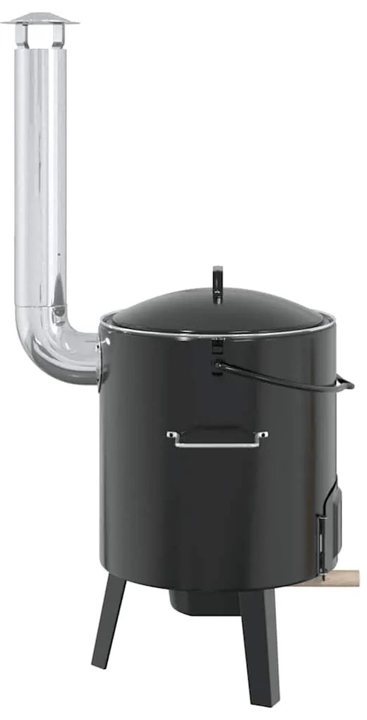Forno de goulash com chaminé e tampa aço esmaltado preto
