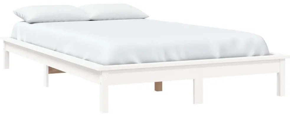 Estrutura de cama 140x190 cm madeira de pinho maciça branco