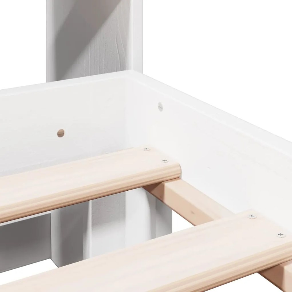 Cama com estante sem colchão 160x200 cm pinho maciço branco