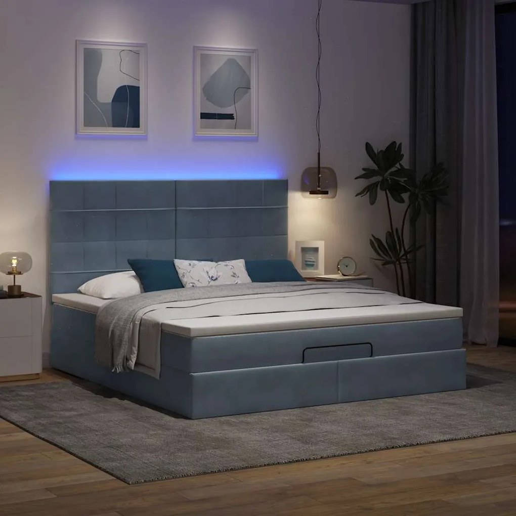 Estrutura cama otomana colchões 180x200 cm cinzento escuro