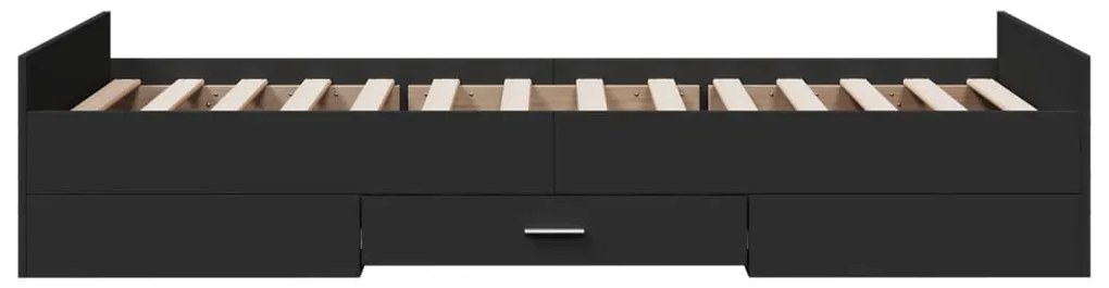Estrutura de cama c/ gavetas 100x200 cm derivados madeira preto