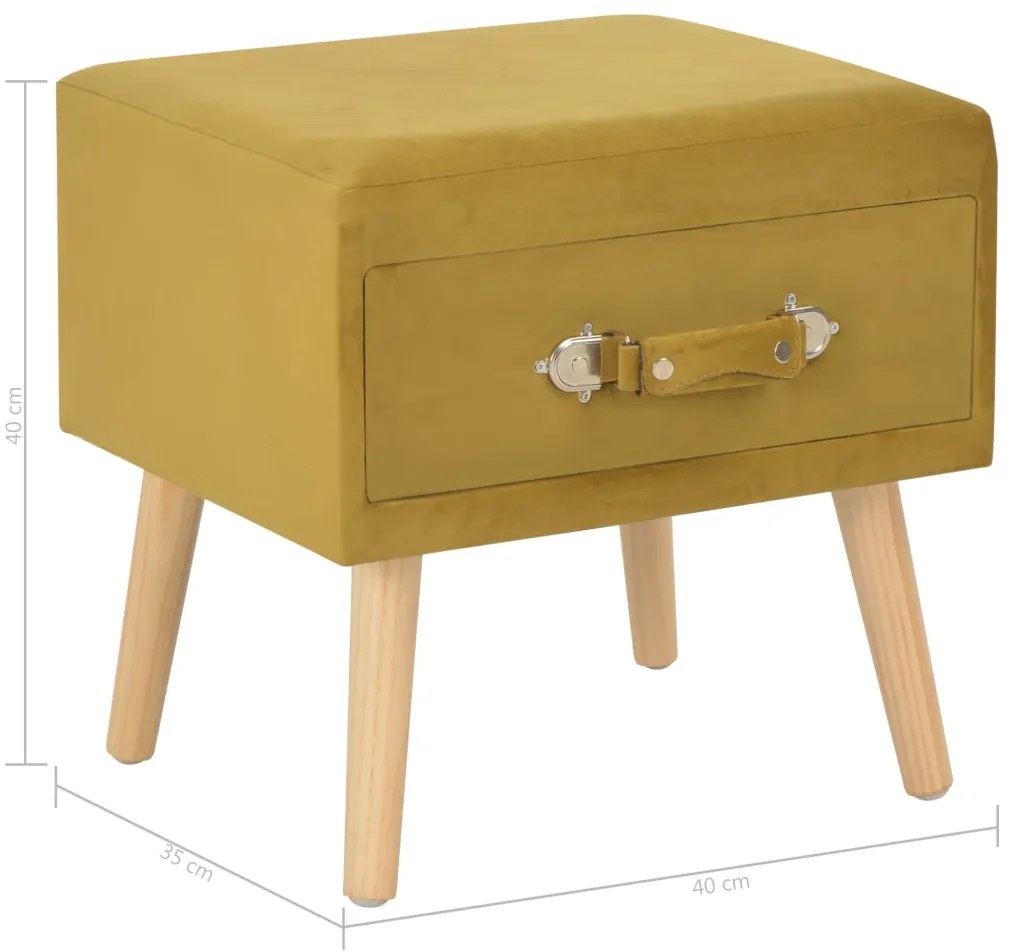Mesa-de-cabeceira 40x35x40 cm veludo mostarda