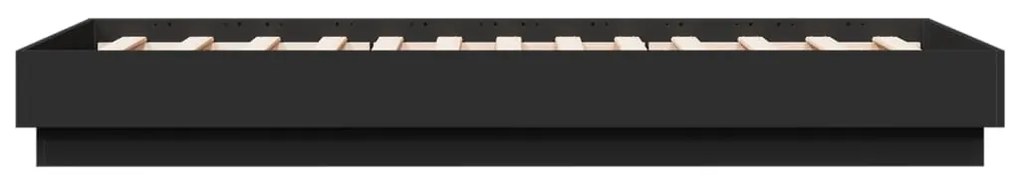 Estrutura de cama com luzes LED 75x190 cm preto