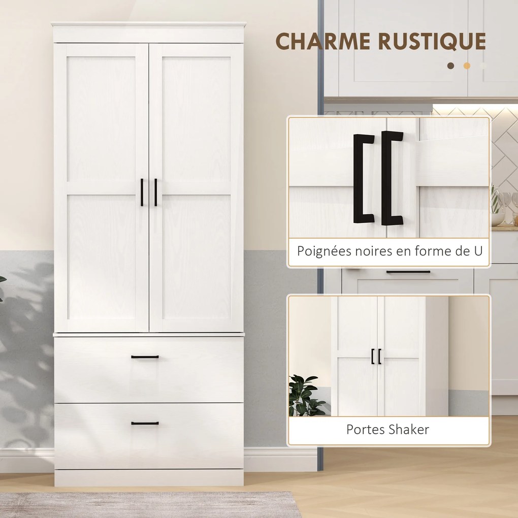 Armário de Cozinha, 75 x 39 x 178 cm, Prateleiras Reguláveis, Creme