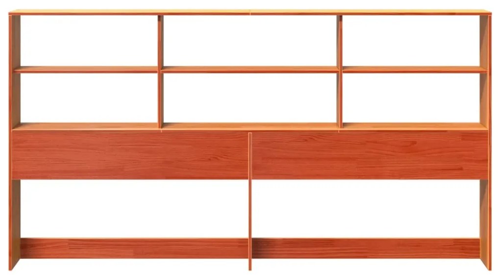 Cabeceira com arrumação 200 cm pinho maciço castanho-mel