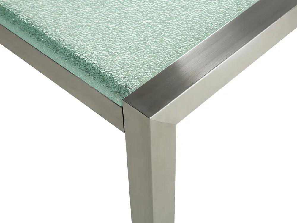Conjunto de mesa com tampo triplo vidro temperado 220 x 100 cm e 8 cadeiras creme GROSSETO Beliani