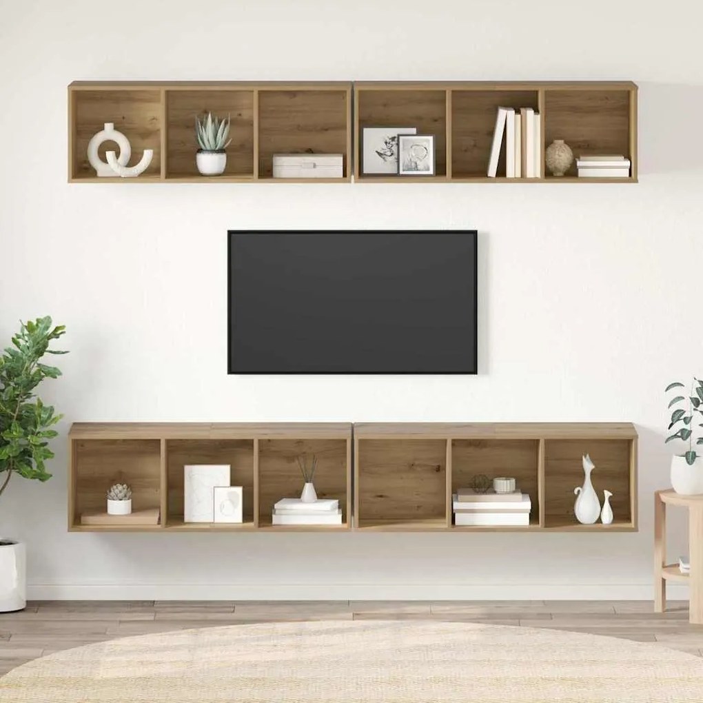 vidaXL Gabinete de TV de Parede 4 pcs carvalho artisiano