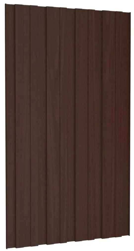 Painéis de telhado 12 pcs 80x45 cm aço galvanizado castanho