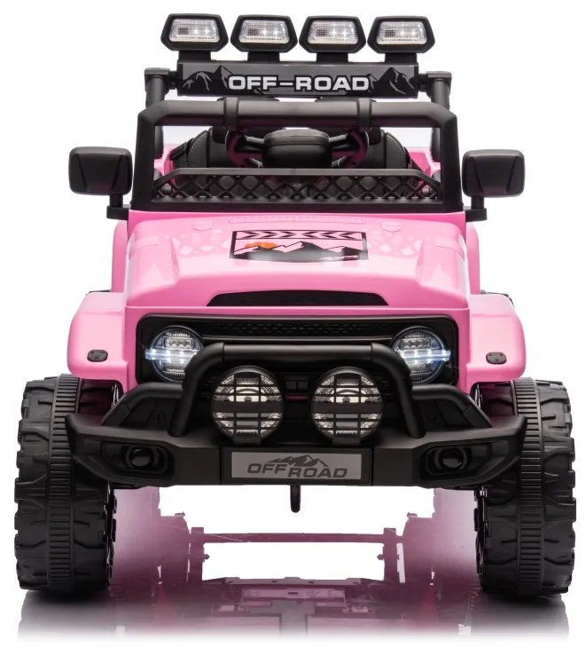 Jipe elétrico para Crianças 12V 4x4 Off-Road CLIMBER Rodas de espuma EVA, Assento Couro ecológico Rosa