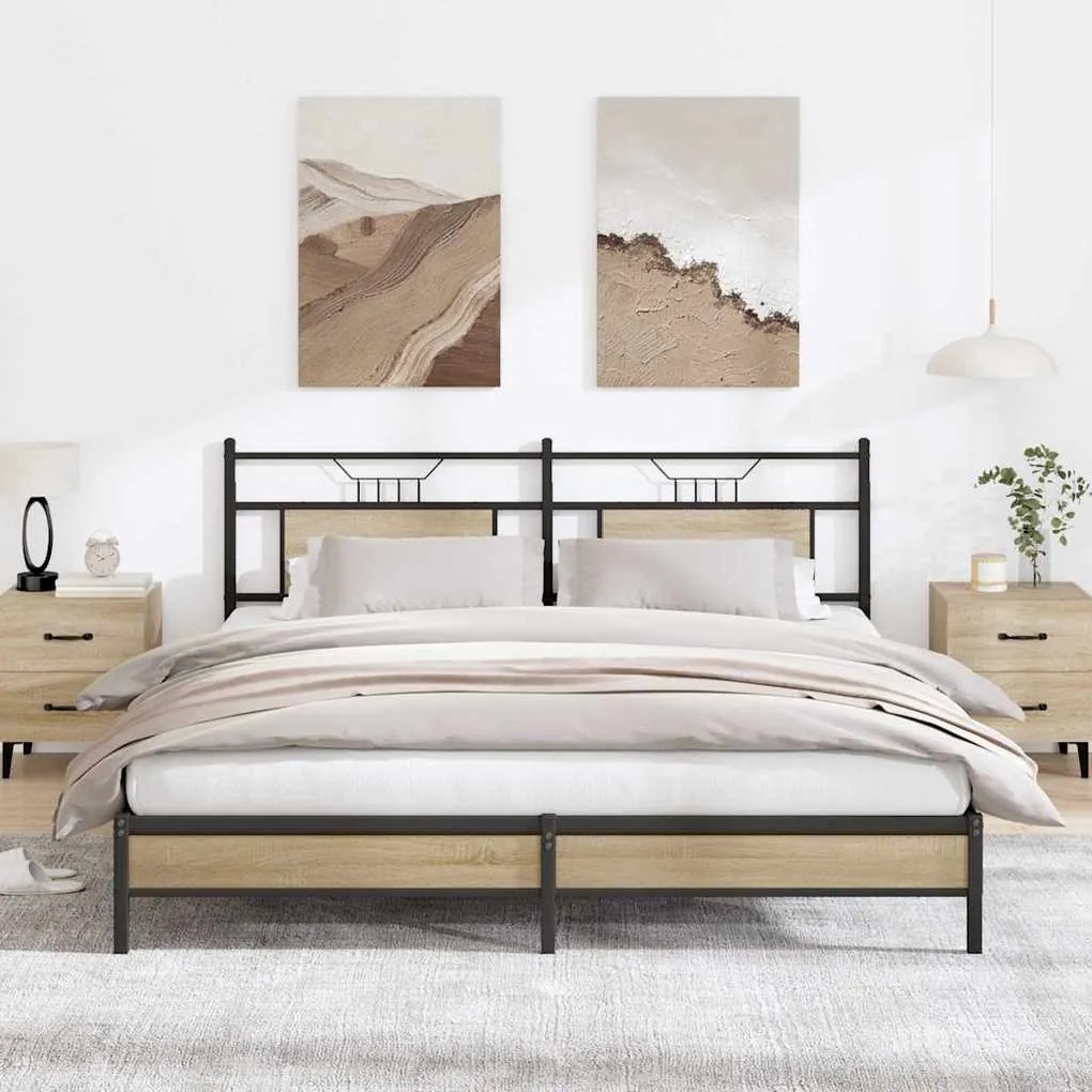 Estrutura de cama sem colchão 183x203 cm carvalho sonoma