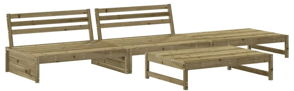 4 pcs conjunto lounge de jardim c/ almofadões pinho impregnado