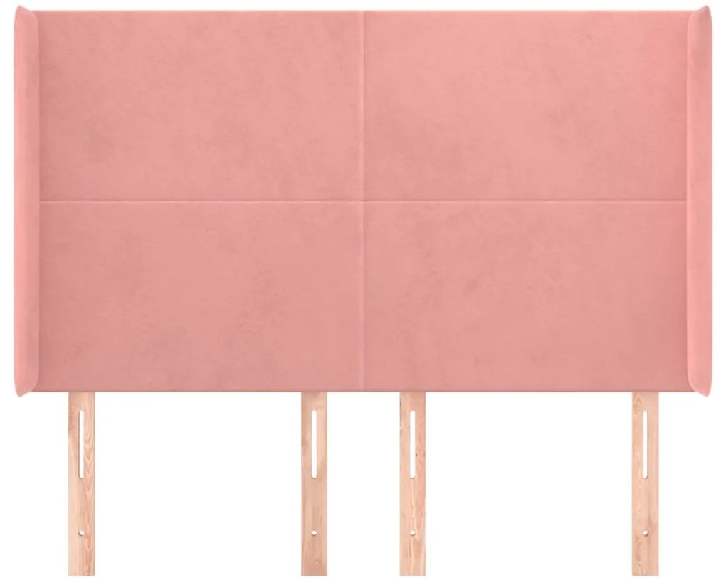 Cabeceira cama c/ abas veludo 147x16x118/128 cm rosa