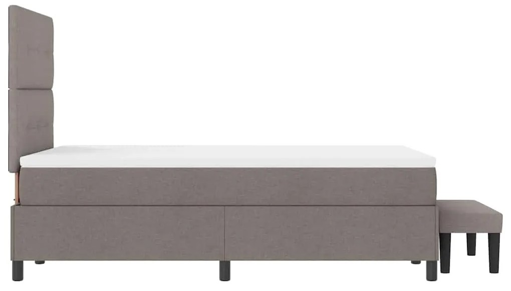 Cama Box Spring com Colchão e Banco Taupe 120x190 cm Tecido