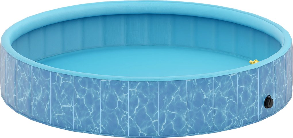 PawHut Piscina para cães dobrável com design de fonte e almofada de água Ø160 x 30 cm Azul | Aosom Portugal