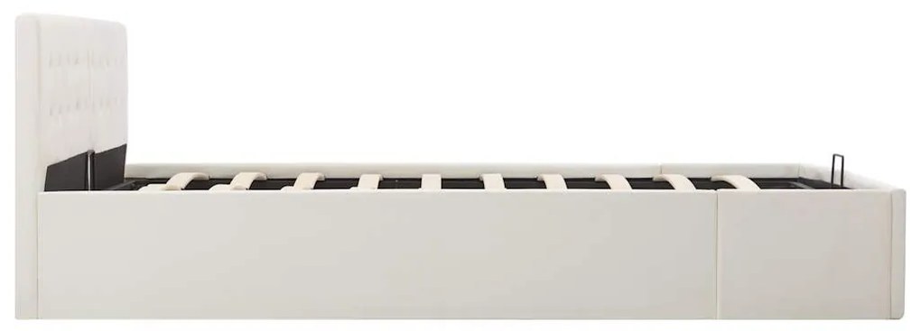 Cama hidráulica c/ arrumação 180x200cm couro artificial branco
