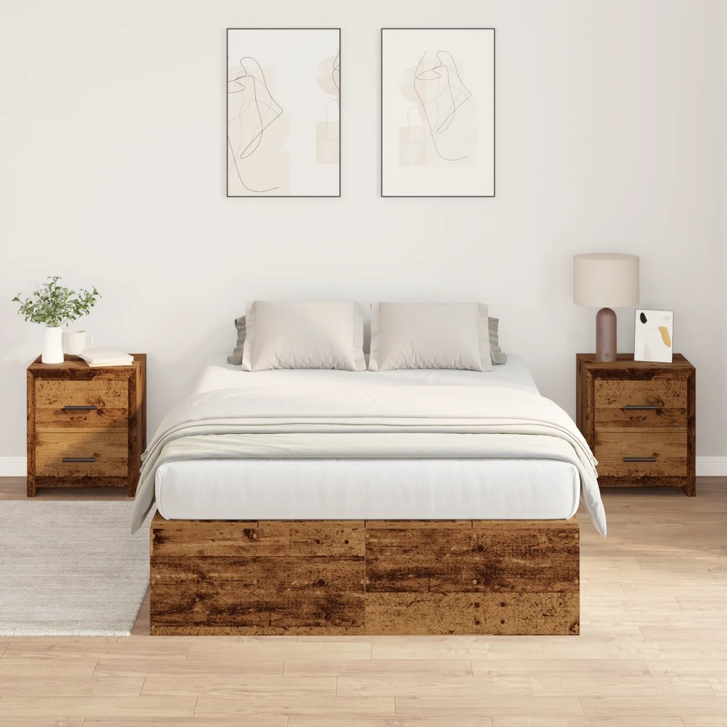 Estrutura de Cama de Armazenamento vidaXL em Madeira Antiga 120x190 cm