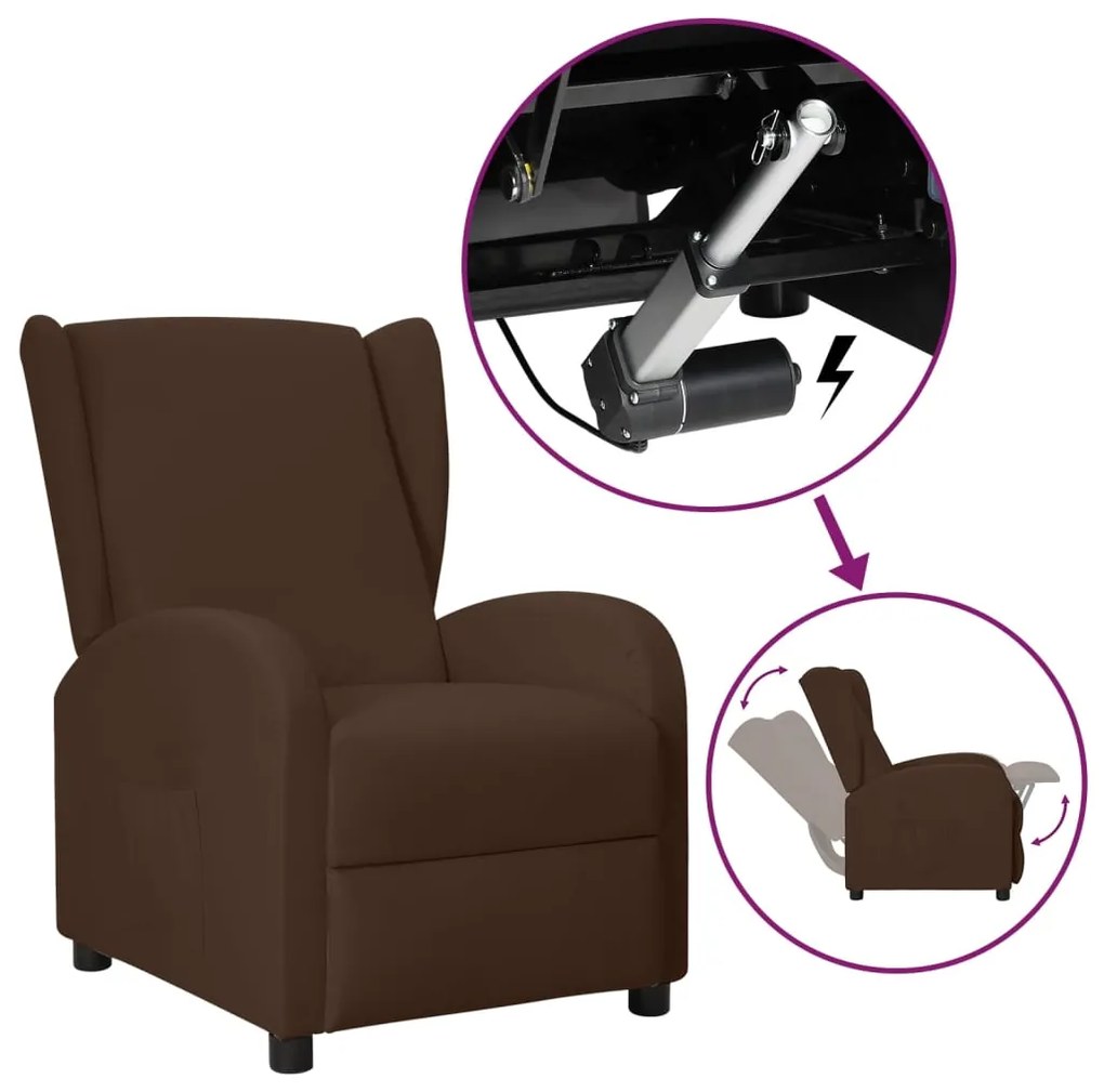 vidaXL Poltrona reclinável elevatória couro artificial castanho