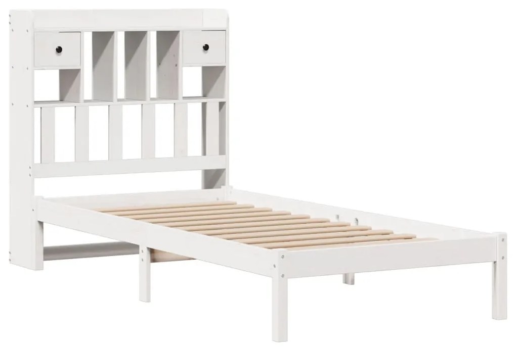 Cama com estante sem colchão 75x190 cm pinho maciço branco