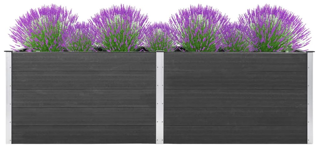 Canteiro elevado de jardim 200x50x91 cm WPC cinzento