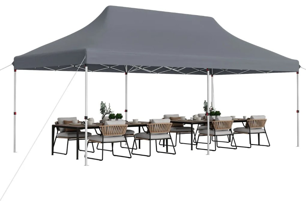 Tenda para festas, eventos jardim dobrável impermeável de 3 x 6 m com bolsa de transporte Proteção solar Tenda resistente Cinzento