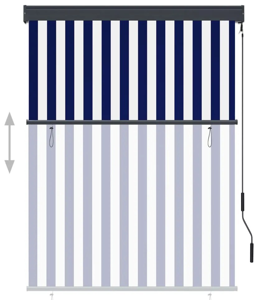Estore de rolo para exterior 120x250 cm azul e branco