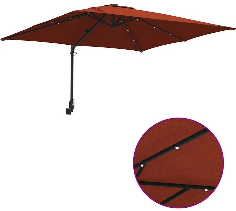Guarda-sol de Jardim Terracota 248.5 x 247.5 x 160 cm tecido