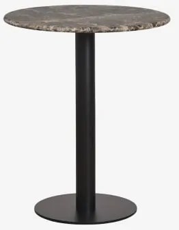 Mesa De Bar Redonda Em Pedra Natural Xiren Preto & Ø70 Cm & Mármore Castanho Emperador - Sklum