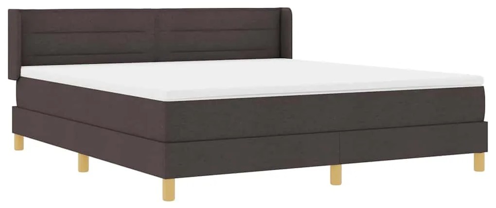 Cama Box Marrom Escuro e Branco 180 x 200 cm Poliéster