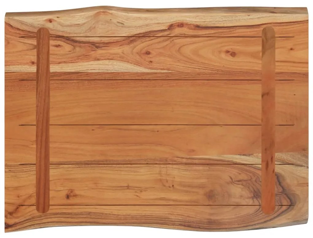 Tampo de mesa retangular borda viva 50x40x2,5 cm acácia maciça