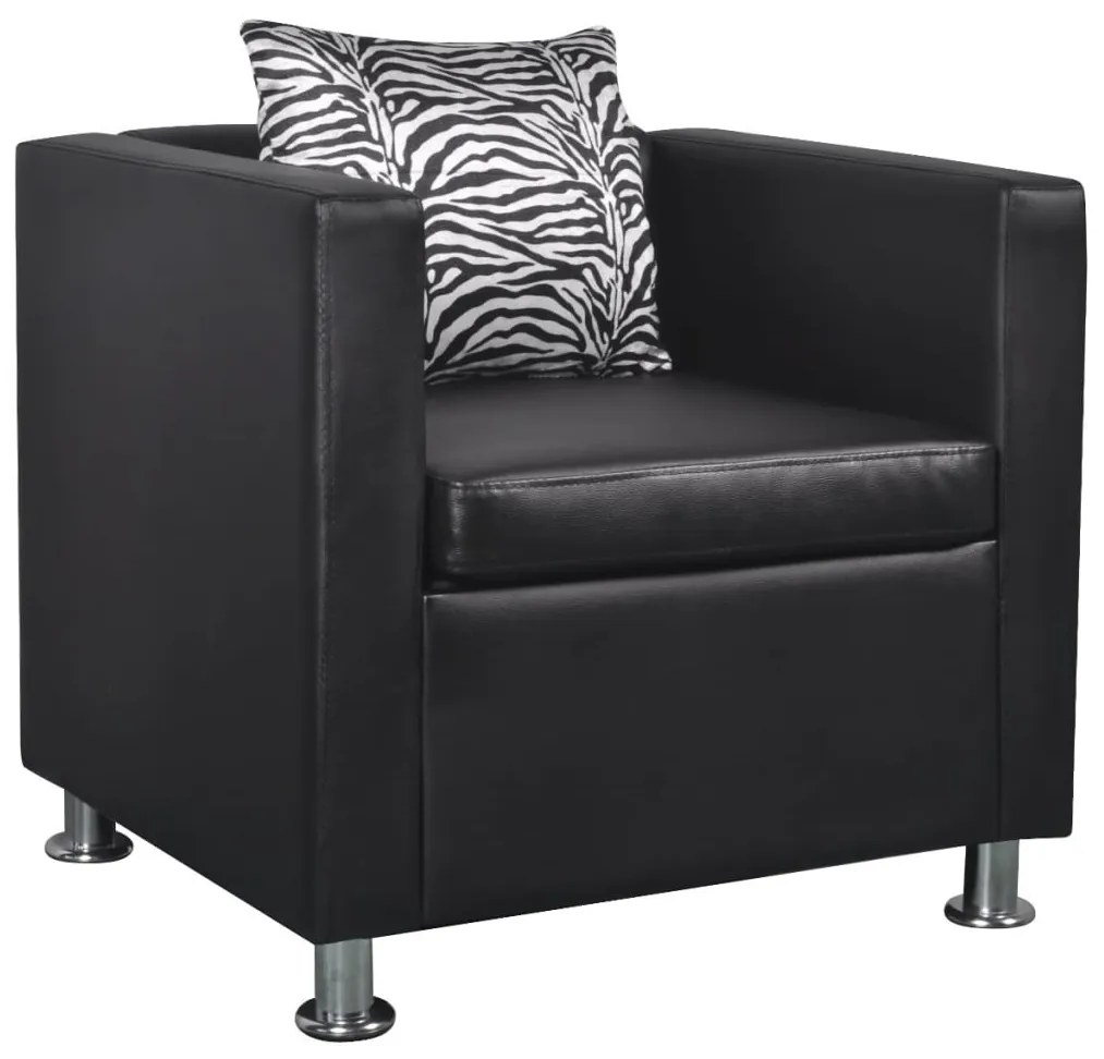 vidaXL Poltrona em couro artificial preto