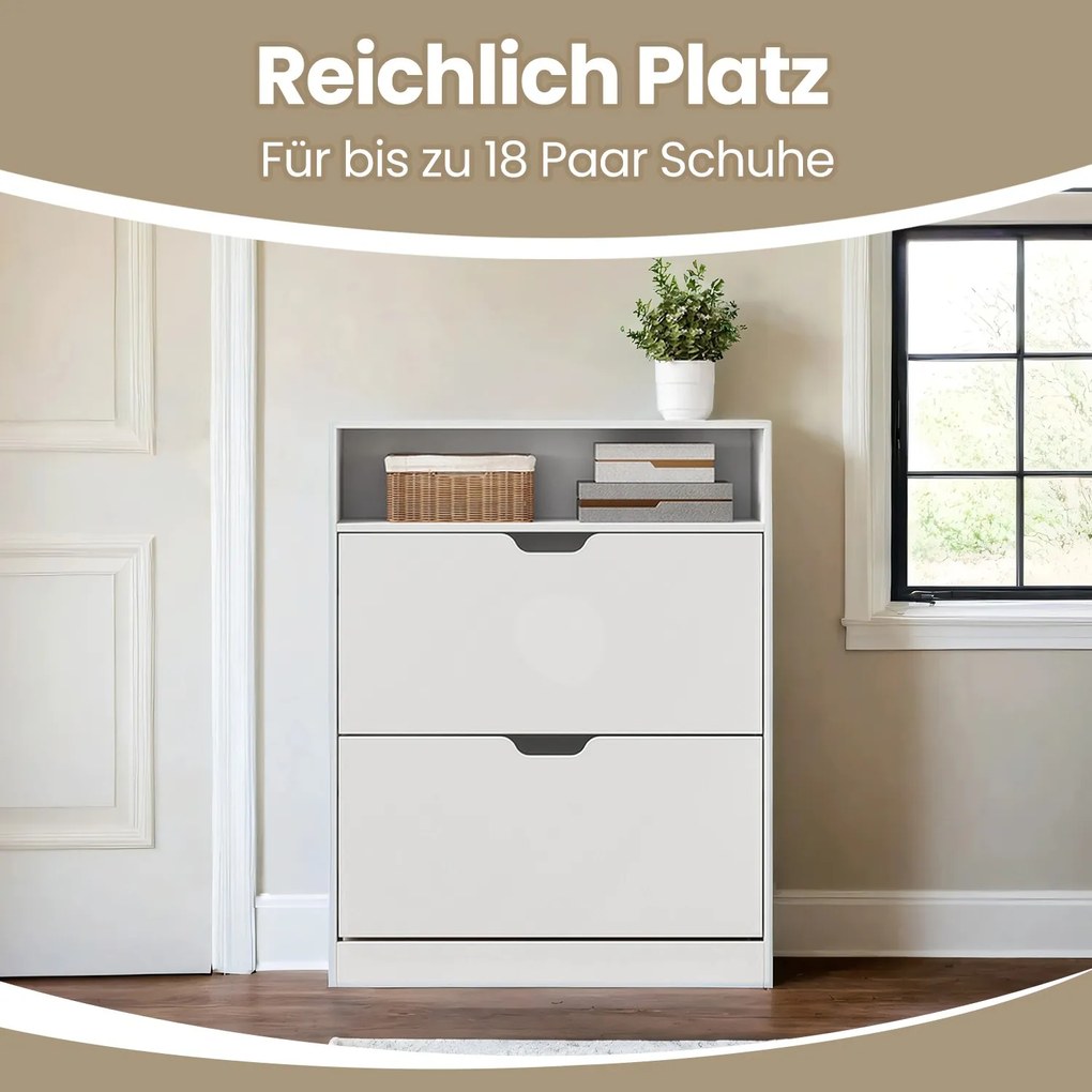 Sapateira com 2 portas, sapateira, prateleira para sapatos 24 x 80 x 102 cm branco