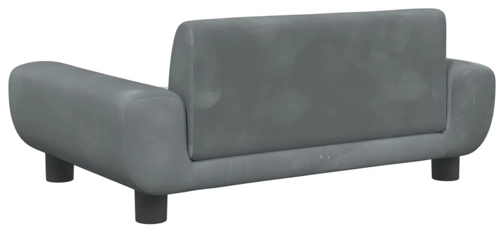 Sofá infantil 70x45x33 cm veludo cinzento-escuro