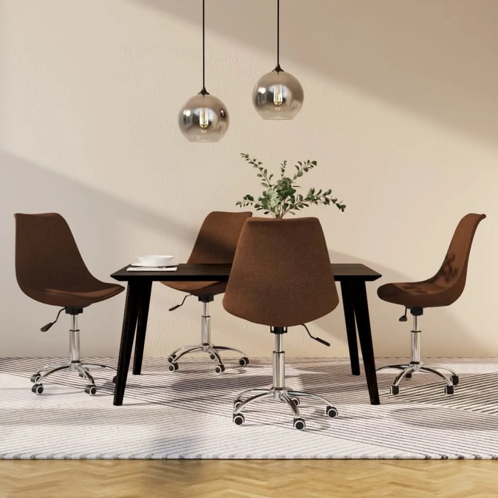 vidaXL Cadeiras de jantar giratórias 4 pcs tecido castanho