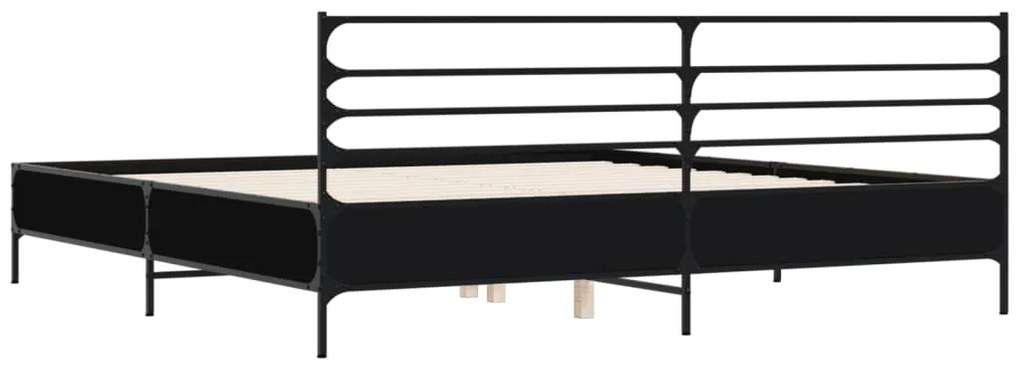 Estrutura de cama 200x200 cm derivados de madeira/metal preto