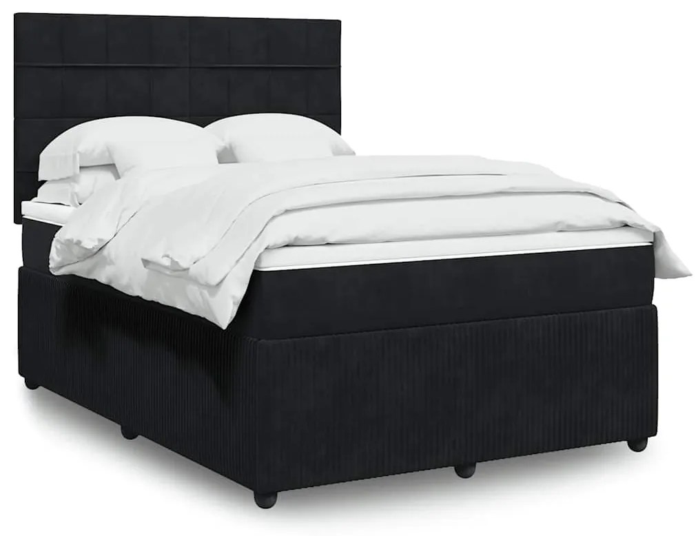 vidaXL Cama com molas/colchão 140x200 cm veludo preto
