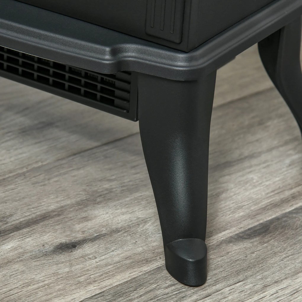 Lareira Elétrica 750/1500 W Lareira Decorativa com 2 Níveis de Potência Efeito Chama Área de Cobertura 15-20 m² 37,3x23,1x44 cm Preto