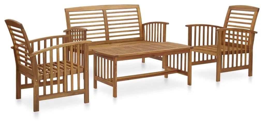 vidaXL 4 pcs conjunto lounge de jardim madeira de acácia maciça